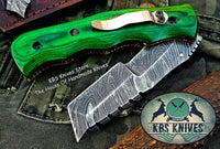 Tactical Damascus Steel Tracker Knife with Exotic Wood Handle and Pocket Clip