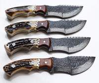 Tom Brown Tracker Knife with Hand Forged Damascus Steel Blade, Antler Horn Handle, and Brass Spacer