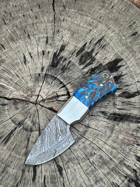 Custom Handmade Damascus Steel Guthook Skinning Knife – KBS Knives