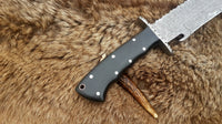 Wild Pig Hunter Bowie Knife with Black Micarta Handle and Damascus Guard