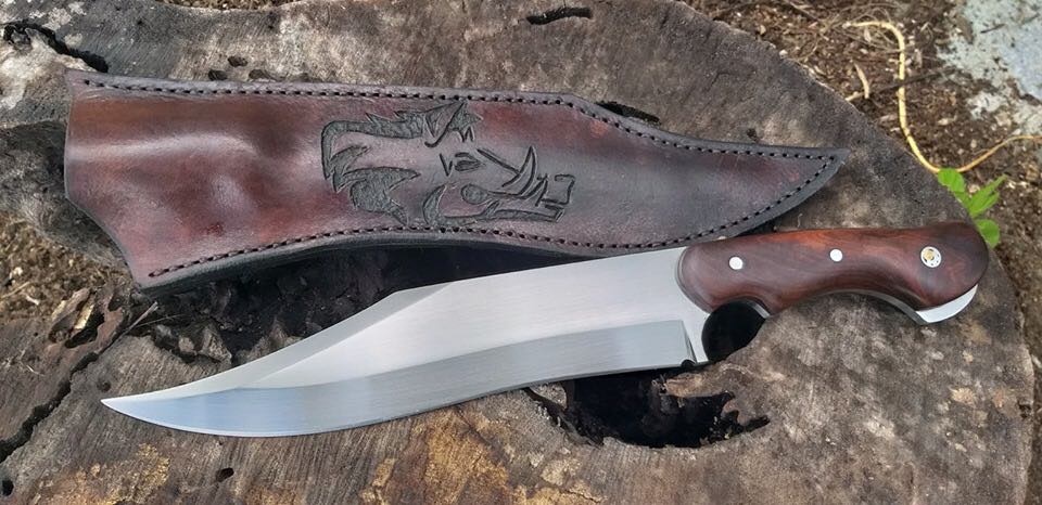 Wild Pig Hunting Bowie Knife with Custom Handmade Heavy-Duty Full Tang 1095 High Carbon Steel Blade