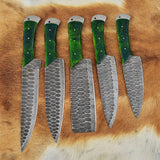 Custom Handmade Damascus Forged Steel Kitchen Knives Set