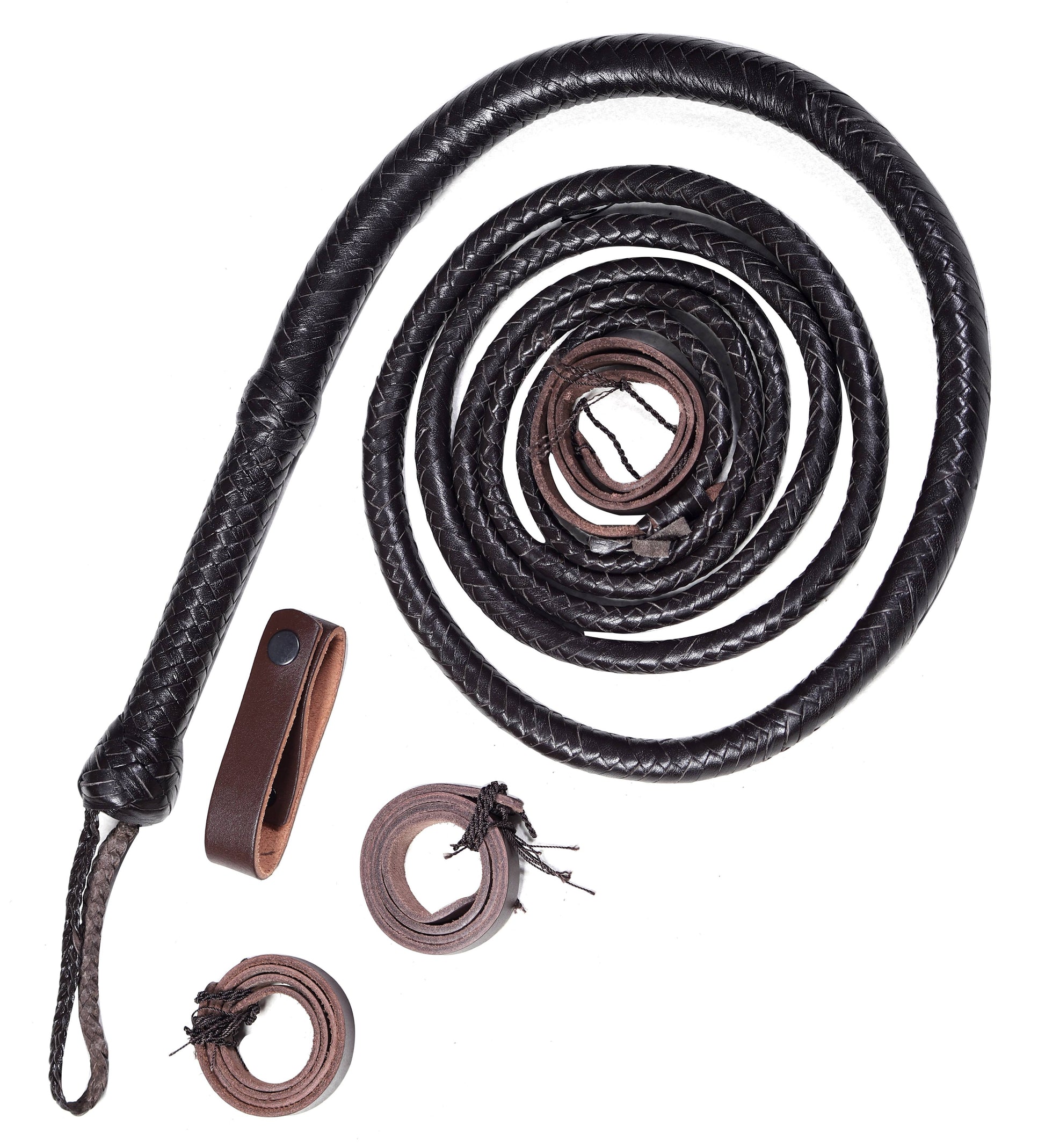 Leather Whips for Sale – Choco Black Cowboy Bullwhip by KBS Knives Store (4ft–16ft)
