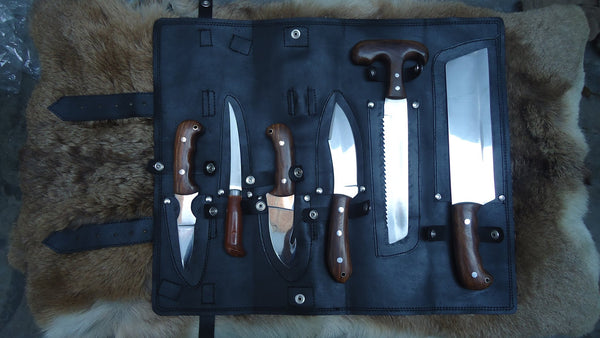 Game Processing Kit – 6-Piece J2 Steel Hunting Knife Set with Rosewood Handles


