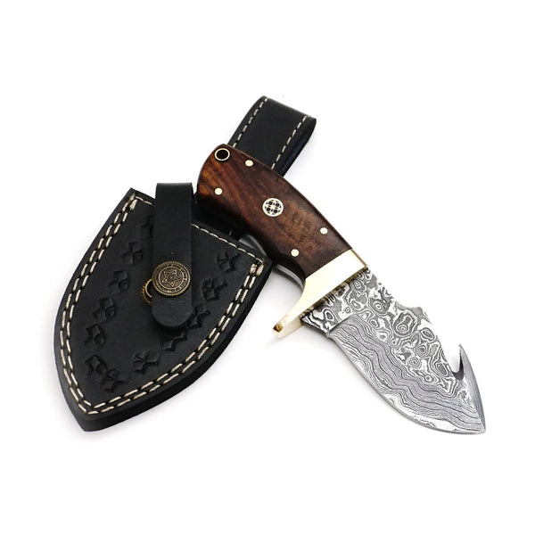 Damascus EDC Guthook Knife