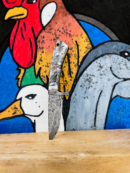 Custom Handmade Raindrop Damascus Steel Hunting Knife