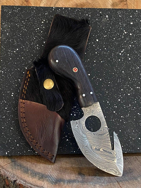 Damascus Guthook Knife