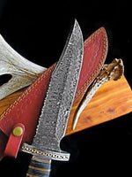 Custom Handmade Damascus Steel Hunting Bowie Knife