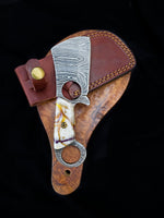 Custom Handmade Damascus Steel Mini Finger Hole Cleaver Knife