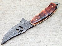 Custom Handmade Wirecut Blade Damascus skinning knife