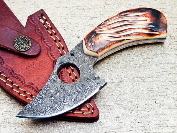 Custom Handmade Damascus skinning knife