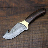 Damascus Steel Edc Guthook Skinner Knife