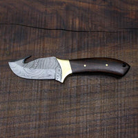 Damascus Steel Edc Guthook Skinner Knife