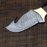 Damascus Steel Edc Guthook Skinner Knife