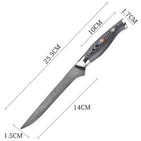 Handmade Damascus Steel Fishing Fillet Knife with G10 Micarta Handle - 13 Inch Overall Length