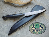 Handmade Damascus Steel Fillet-Boning Knife with Black Micarta Handle - 11 Inch Overall Length, Leather Sheath Included by KBS Knives Store