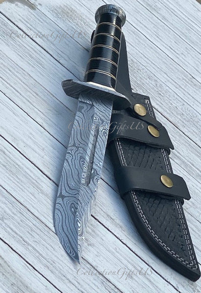 Black Beauty Damascus Bowie Knife