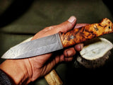 DAMASCUS STEEL BUSHCRAFT CAMPING KNIFE