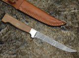 Damascus Steel Fillet Knife with Rosewood Handle - 11" Overall Length by KBS Knives Store