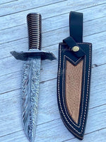 Feather Damascus Bowie Knife
