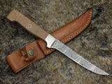 Damascus Steel Fillet Knife with Rosewood Handle - 11" Overall Length by KBS Knives Store