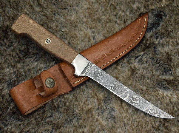 Custom Handmade Damascus Steel Fillet Knife with Rosewood Handle - 11 –  KBS Knives Store