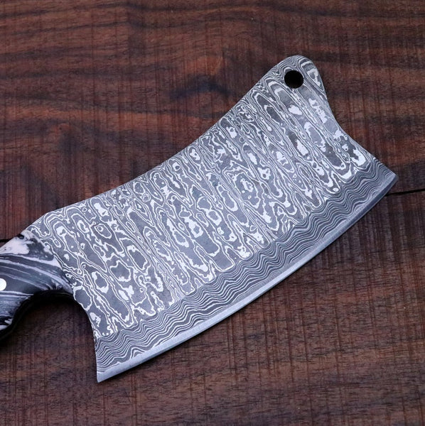 Kitchen Knife Mongolian Custom Handmade Cleaver Damascus Steel