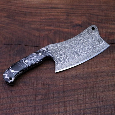 CUSTOM HANDMADE DAMASCUS STEEL CLEAVER KNIFE