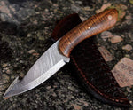 Damascus Steel Gut Hook Hunting Knife