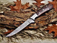 Handmade Damascus Steel Fillet-Boning Knife with Rose Wood Handle - 9.5 Inch Overall Length