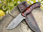 Resin Handle Damascus Hunting Skinning Knife