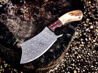 Cleaver Knife With Raindrop Damascus Steel