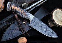 Pine cone Damascus Skinning Knife