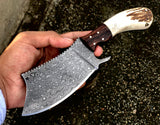 Cleaver Knife With Raindrop Damascus Steel