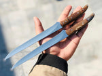 Premium Handcrafted Fillet Knife with Color Bone Handle and Leather Sheath (12" Overall Length)