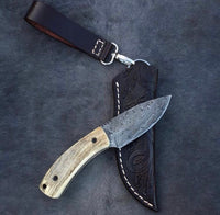 Custom Handmade Raindrop Damascus Steel Skinning Knife
