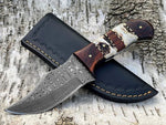 Custom Handmade Damascus Steel Hunting Skinning Knife