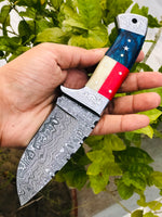 Texas Flag Handle Engraved Hunting Knife