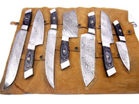 Full tang Custom Handmade Damascus Steel Kitchen Knives Set
