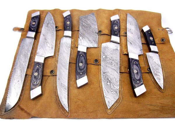 Full Tang Custom Handmade Damascus Steel Kitchen Knives Set – KBS Knives  Store