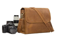 Light Brown Leather Camera Bag