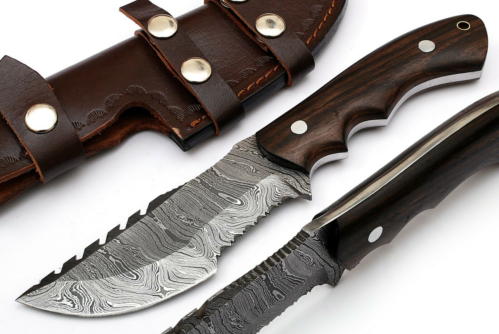 Custom Handcrafted Damascus Steel Tom Brown Tracker Knife - 10" Rosewood Handle for Survival & Tactical | KBS Knives