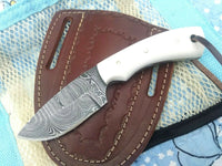 Custom Handmade Damascus Steel Fixed Blade Skinning Knife