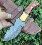 Custom Handmade Damascus Steel Guthook Knife