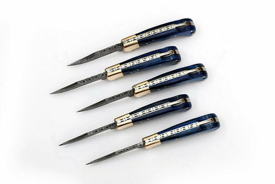 LOT OF 5 HANDMADE DAMASCUS STEEL FOLDING KNIVES