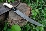 Damascus Steel Fillet Knife with Wenge Wood and Bone Handle