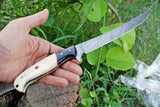 Damascus Steel Fillet Knife with Wenge Wood and Bone Handle