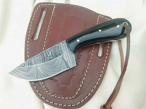 Custom Handmade Damascus Steel Fixed Blade Skinning Knife
