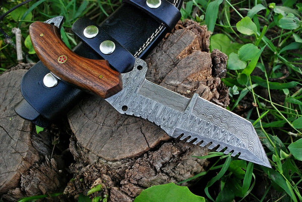 Damascus Steel Handmade Top Best Tracker Knife For Sale with Rosewood – KBS  Knives Store