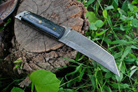 Custom Handmade Damascus Steel Tanto Hunting Knife